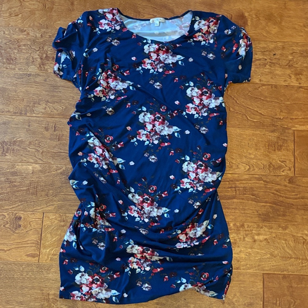 Nine Britton Blue Floral Short Sleeve Dress